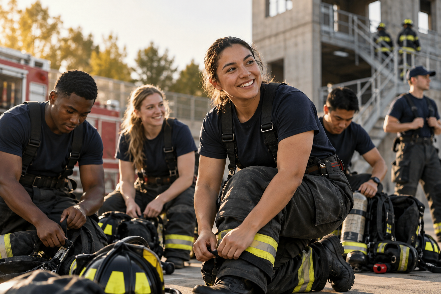 Fire recruits training